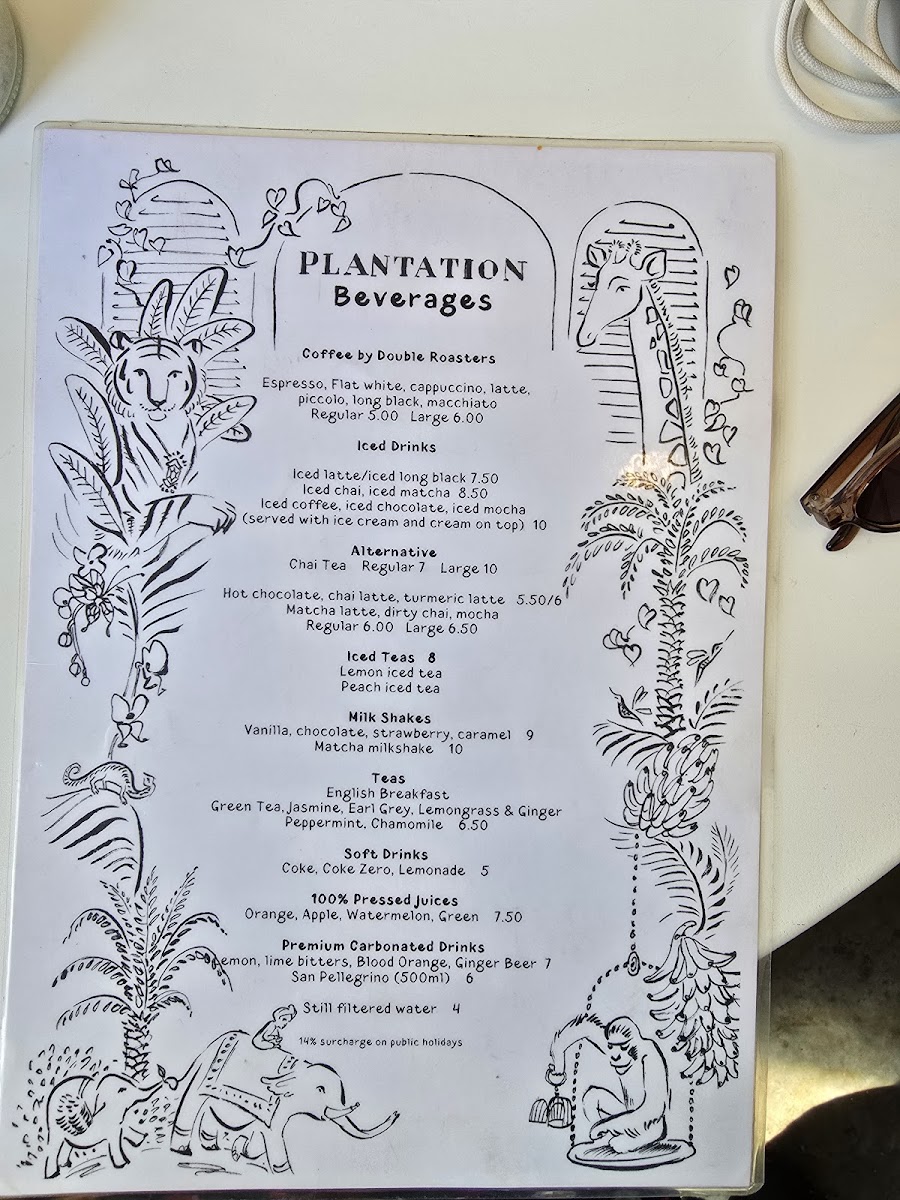 Plantation Cafe @ Green Lane Bowral Menu 2