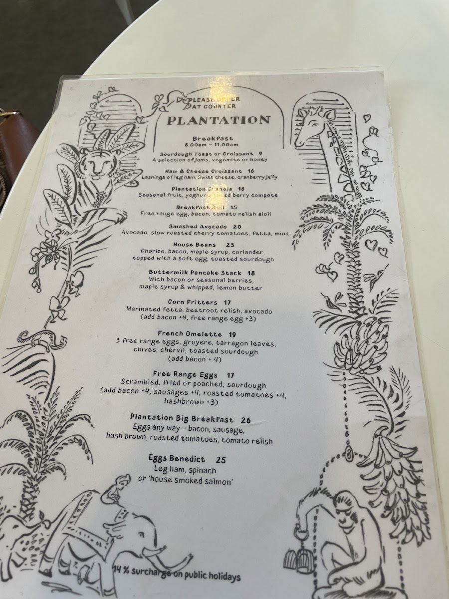Plantation Cafe @ Green Lane Bowral Menu 3