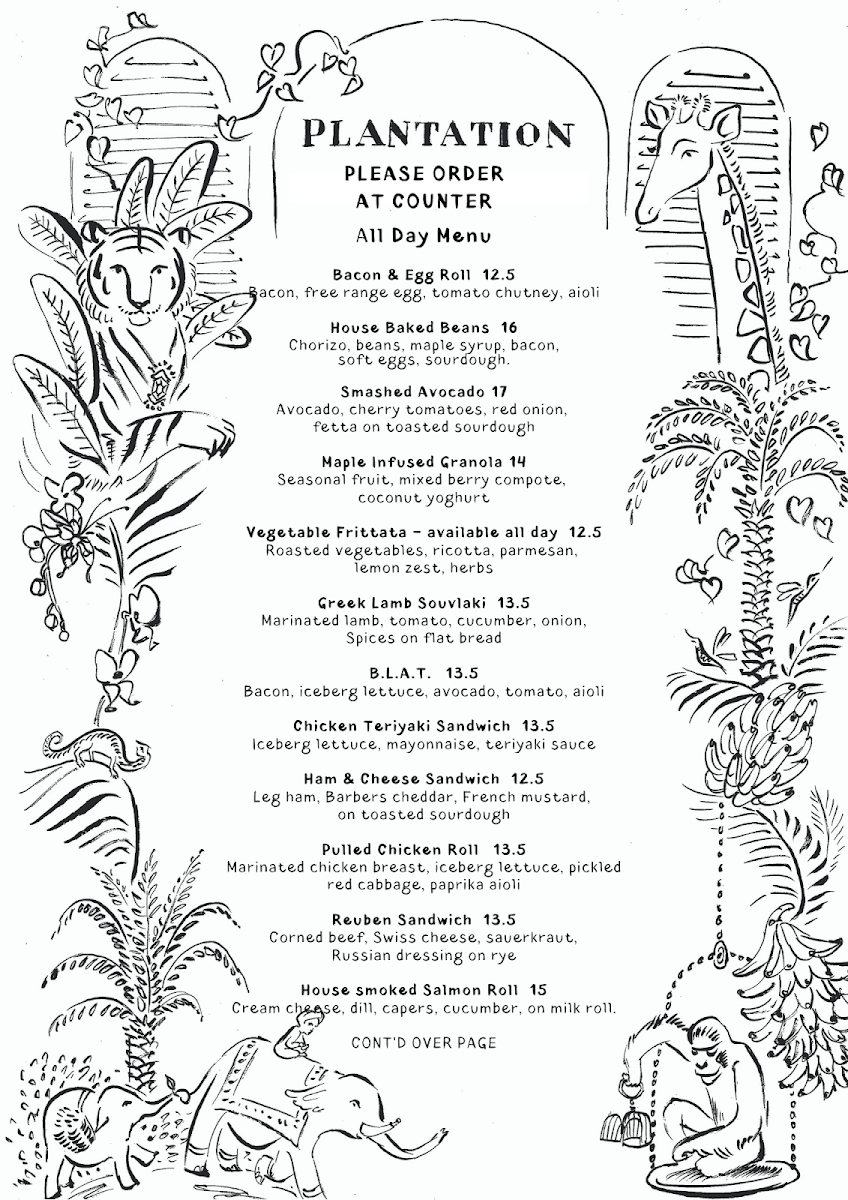 Plantation Cafe @ Green Lane Bowral Menu 4