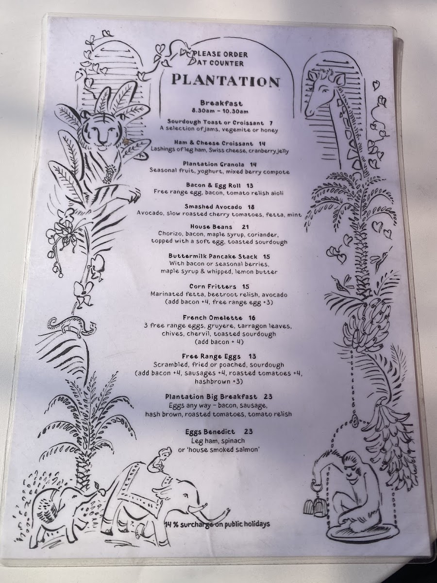Plantation Cafe @ Green Lane Bowral Menu 5