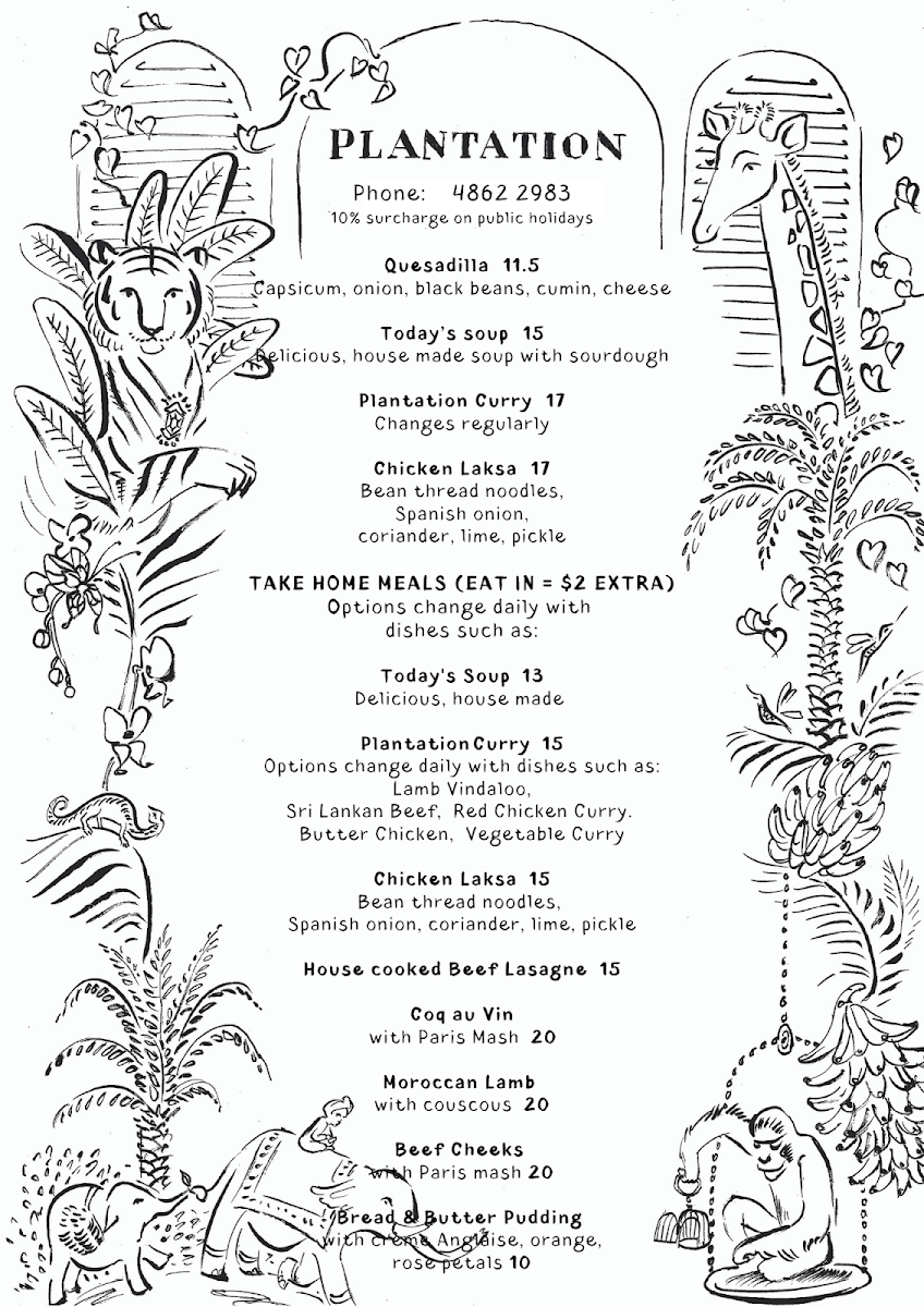 Plantation Cafe @ Green Lane Bowral Menu 6