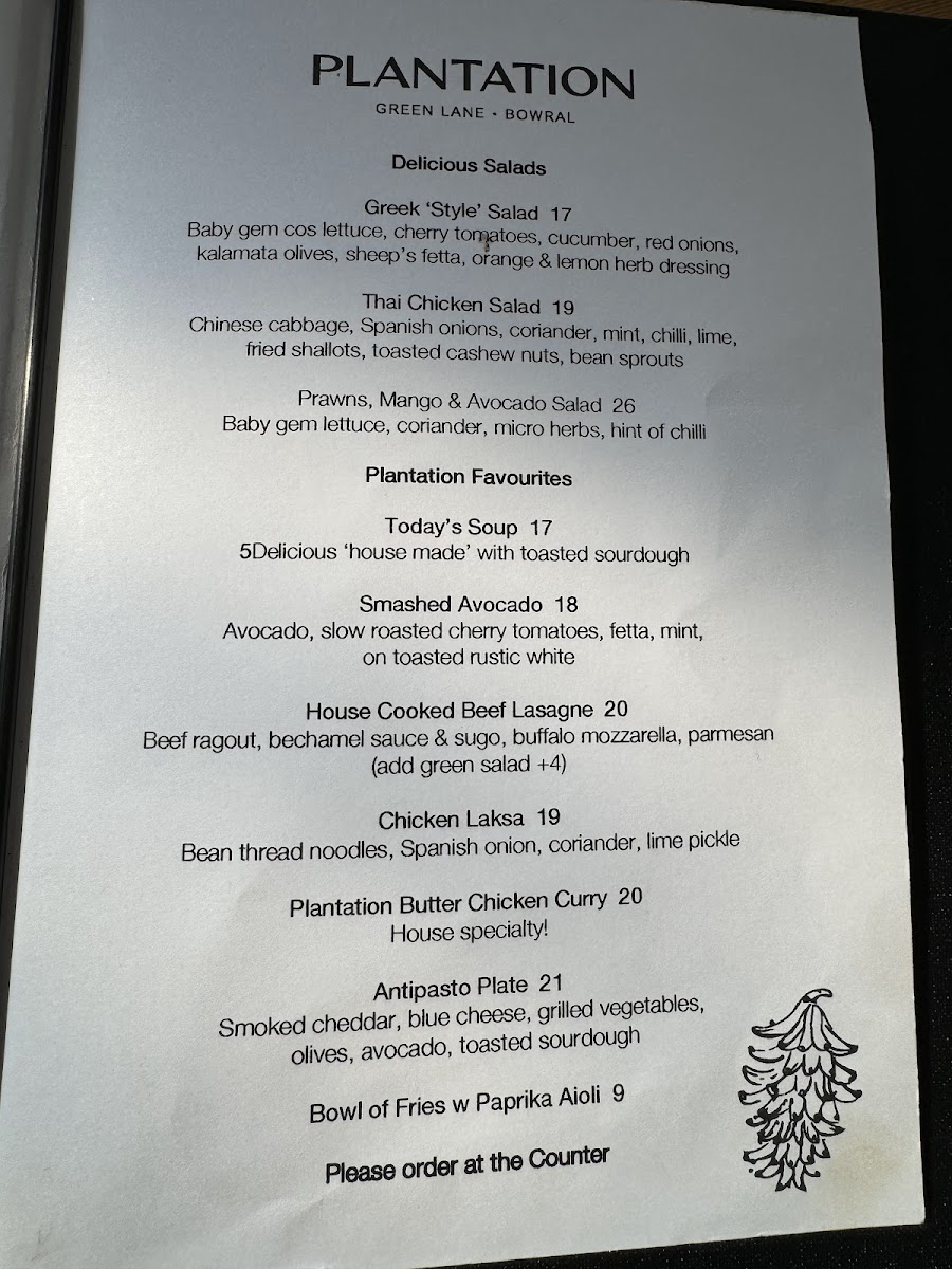 Plantation Cafe @ Green Lane Bowral Menu 7