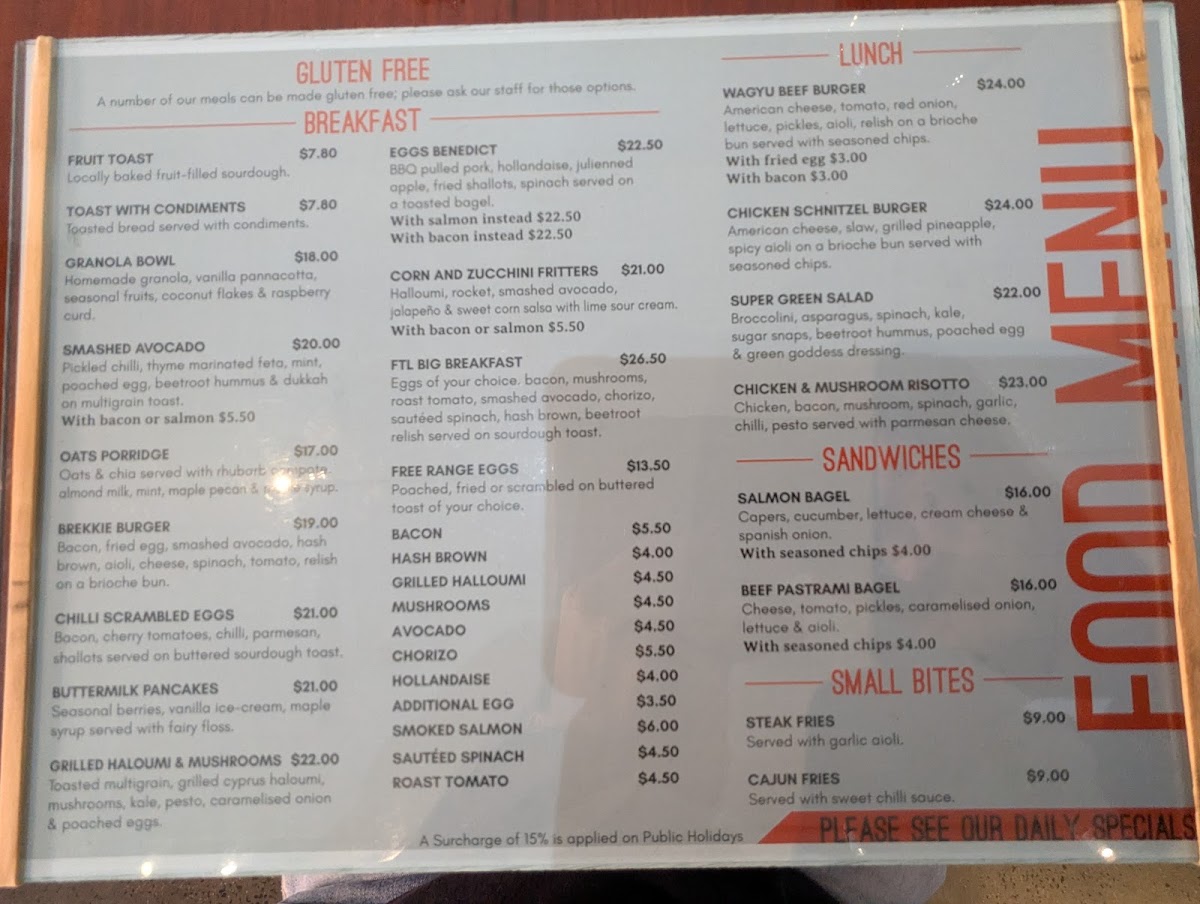 Follow The Leader Cafe Menu 1